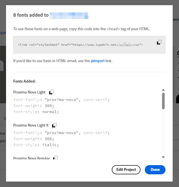Click each copy icon next to the blocks of text and paste them into your code editor.